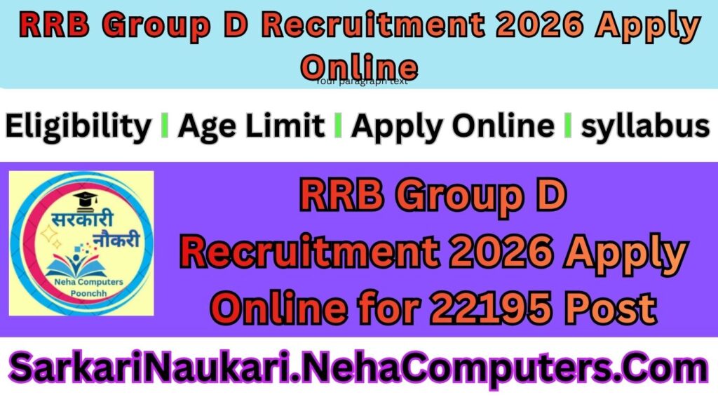 RRB Group D Recruitment 2026 Apply Online